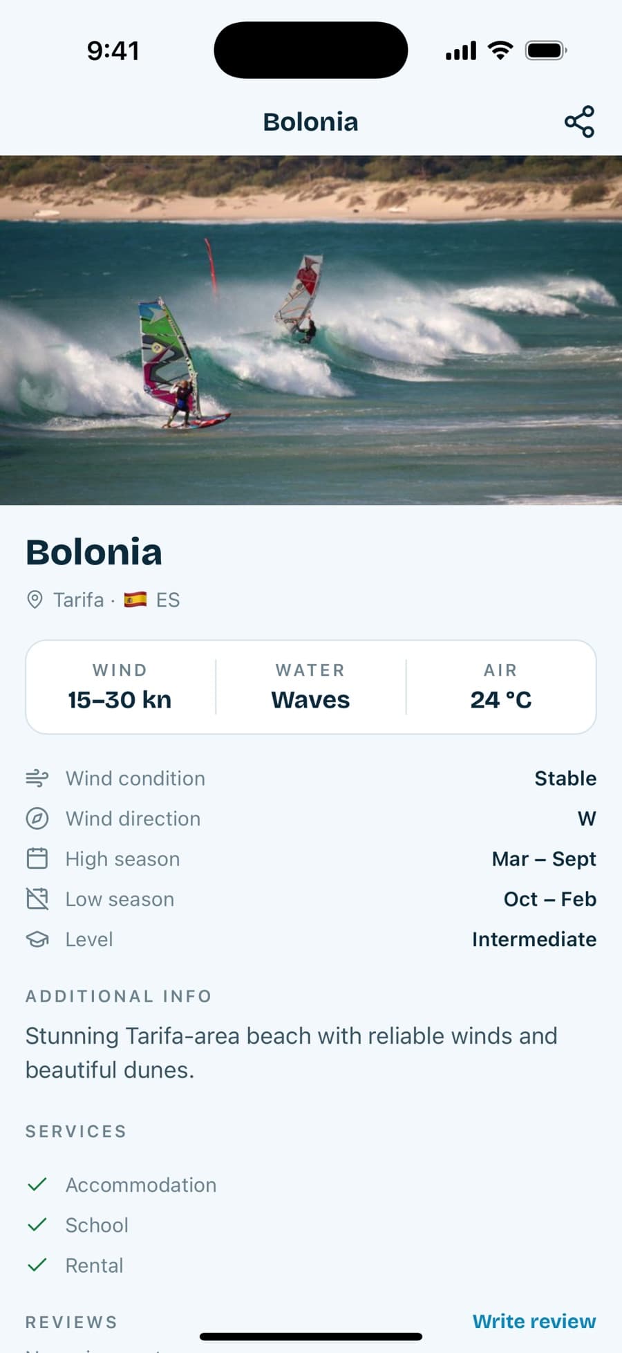 A spot screen in Choppyx with wind, water and season