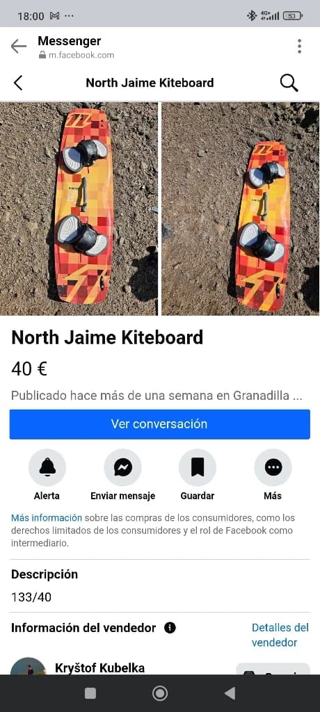 Tabla kitesurf perdida